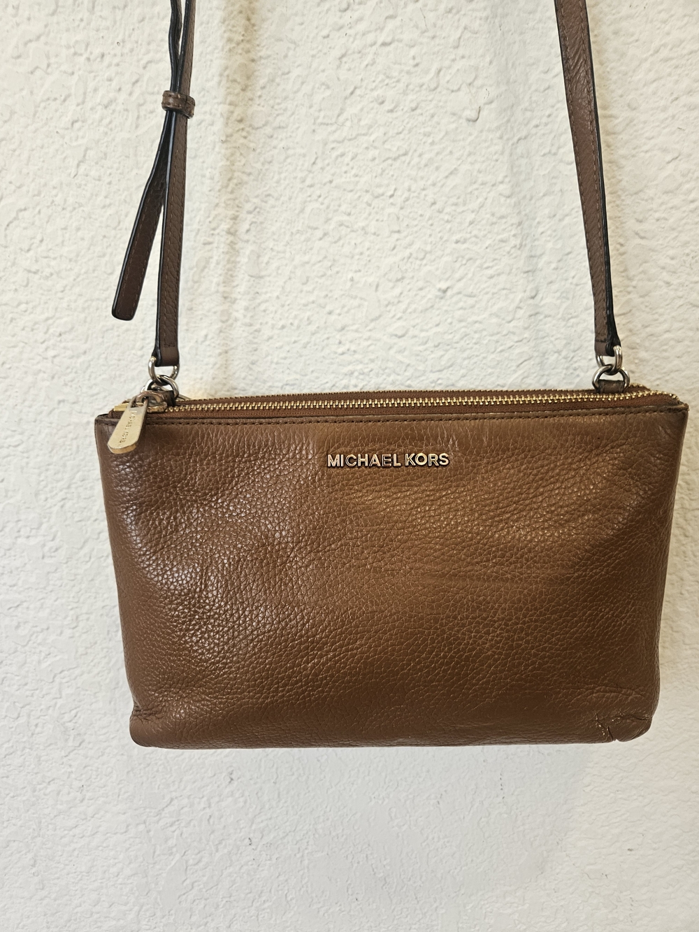 Michael Kors Jet Set Travel Double Gusset Crossbody Bag - Luggage Brown Leather